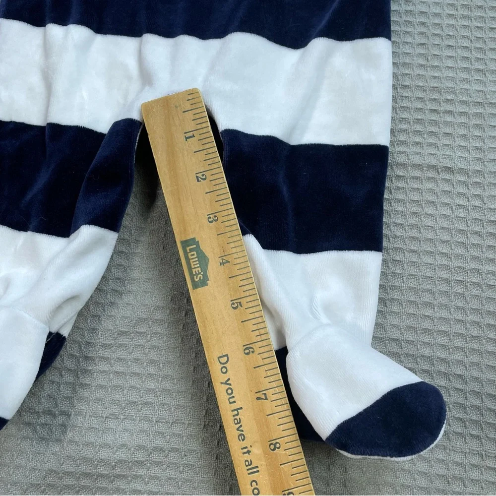 Ralph Lauren Velour Stripe Footie One Piece 9 Month Baby Preppy‎ Pony